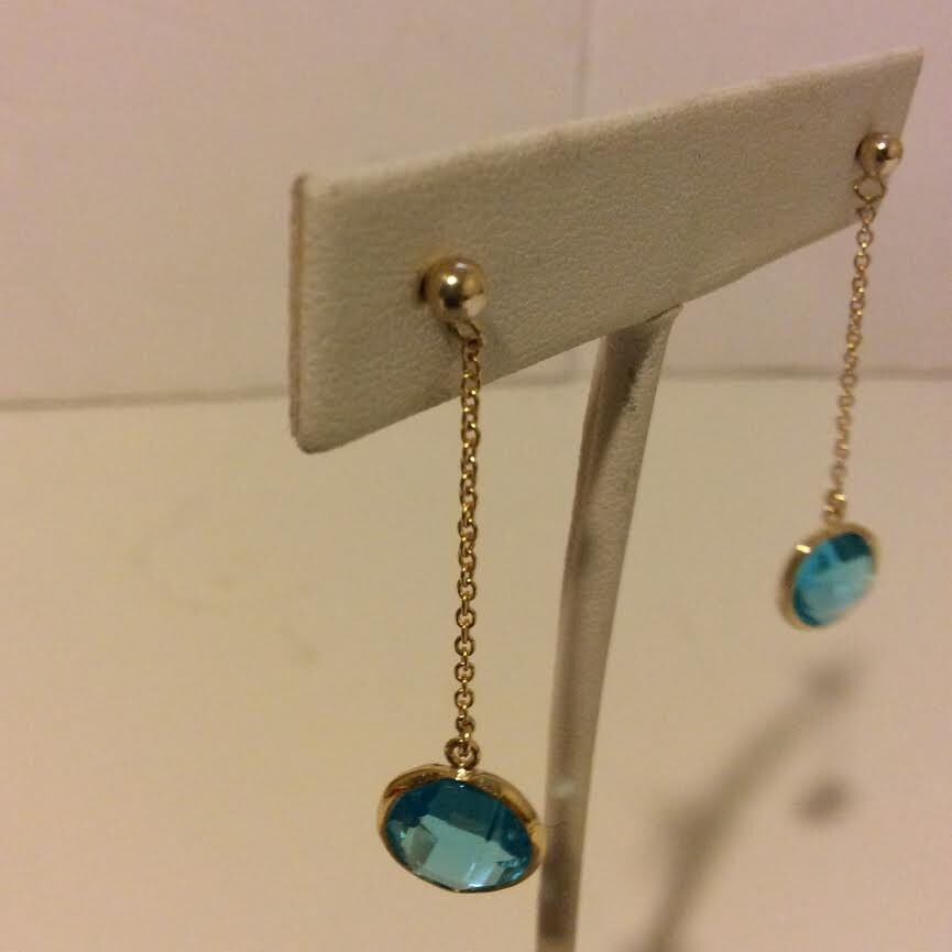 Gold Über Sterling Silber Blauer Stein Ohrringe Beschichtet von EmeliaHart