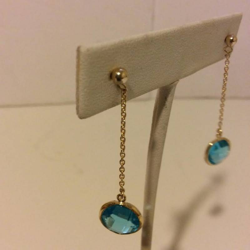 Gold Über Sterling Silber Blauer Stein Ohrringe Beschichtet von EmeliaHart