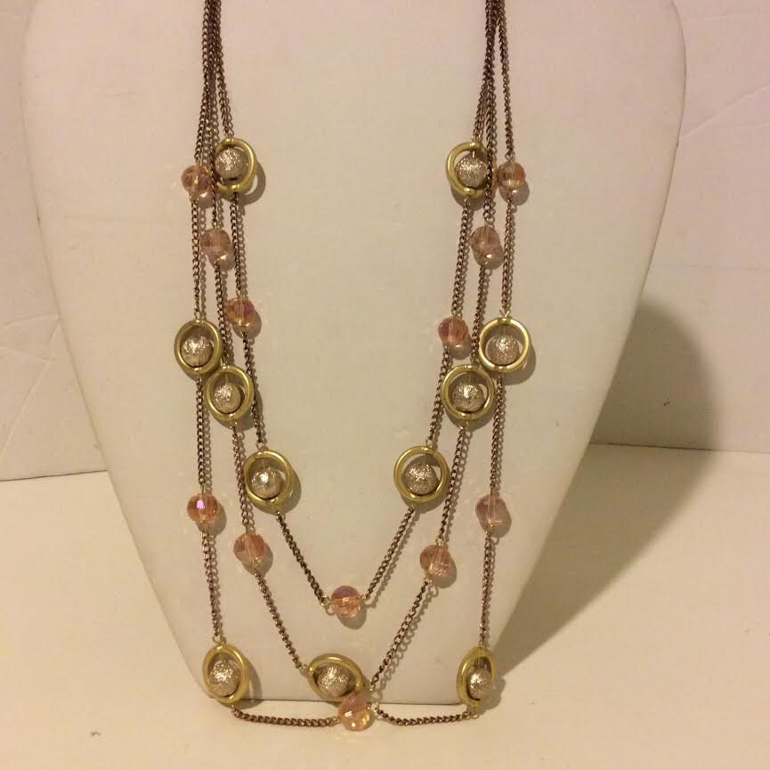 Gold Und Rosa Langen Multi Schicht Eleganten Kreis Anweisung Halskette von EmeliaHart