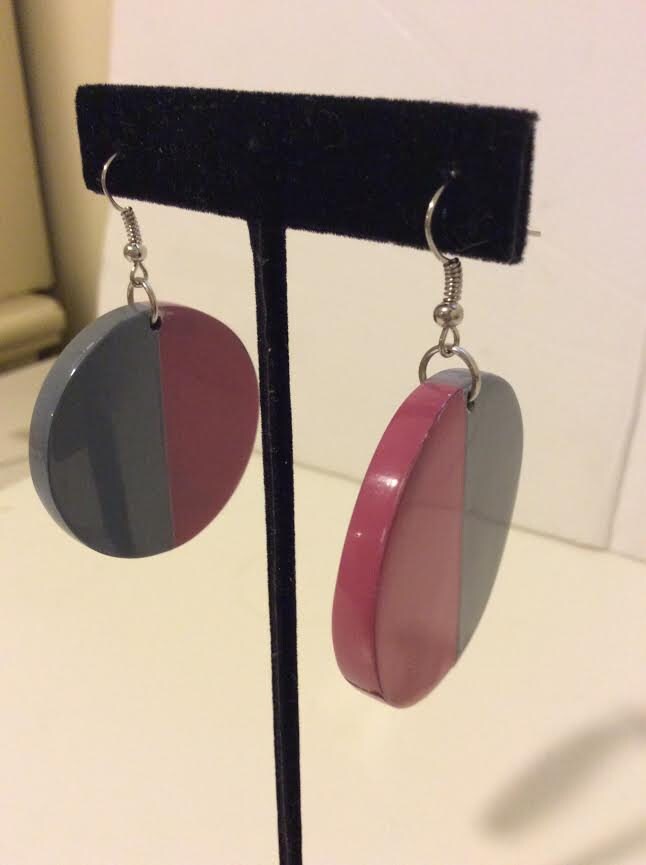 Grau Und Rosa Lackiert Büffel Horn Klobige Kreis Ohrringe Grau Und Rosa Lackiert Büffel Horn Klobige Kreis Ohrringe von EmeliaHart