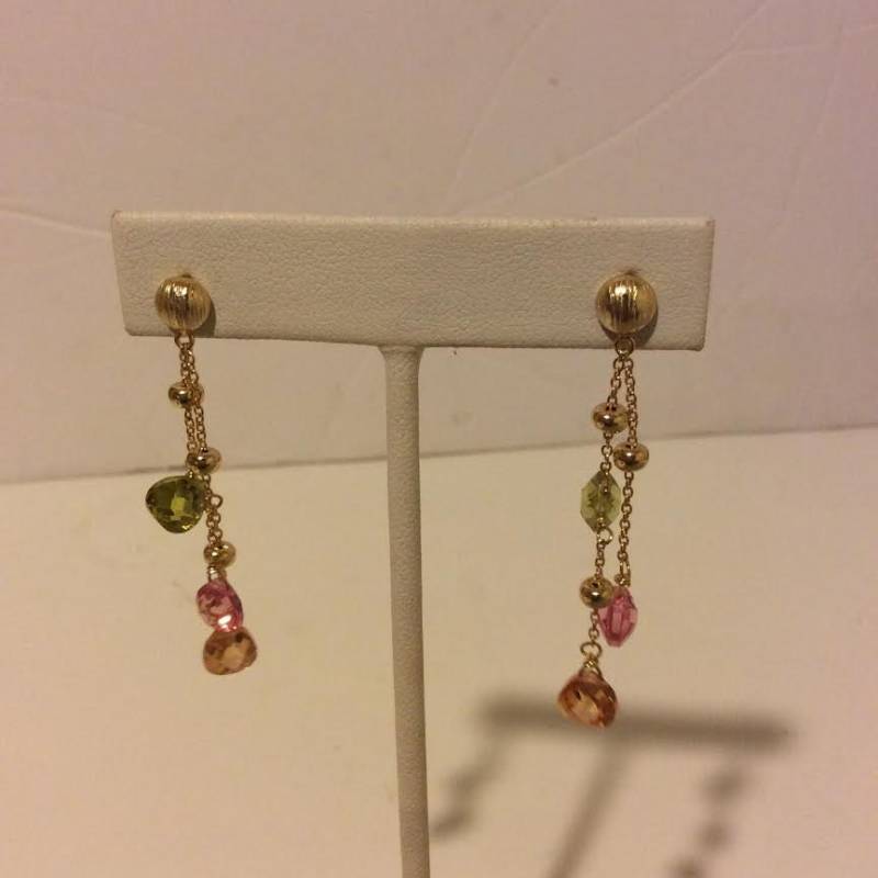 Grün-Rosa-Citrin Und Gold Beschichtet Pfund Sterling Silber Ohrringe Grün-Rosa-Citrin Und Gold Beschichtet Pfund Sterling Silber Ohrringe von EmeliaHart