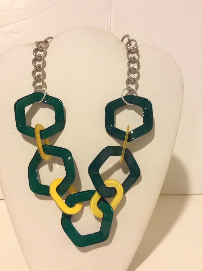 Grünen Und Gelben Kurzen Bulligen Einzigartige Harz Verbindung Halskette von EmeliaHart