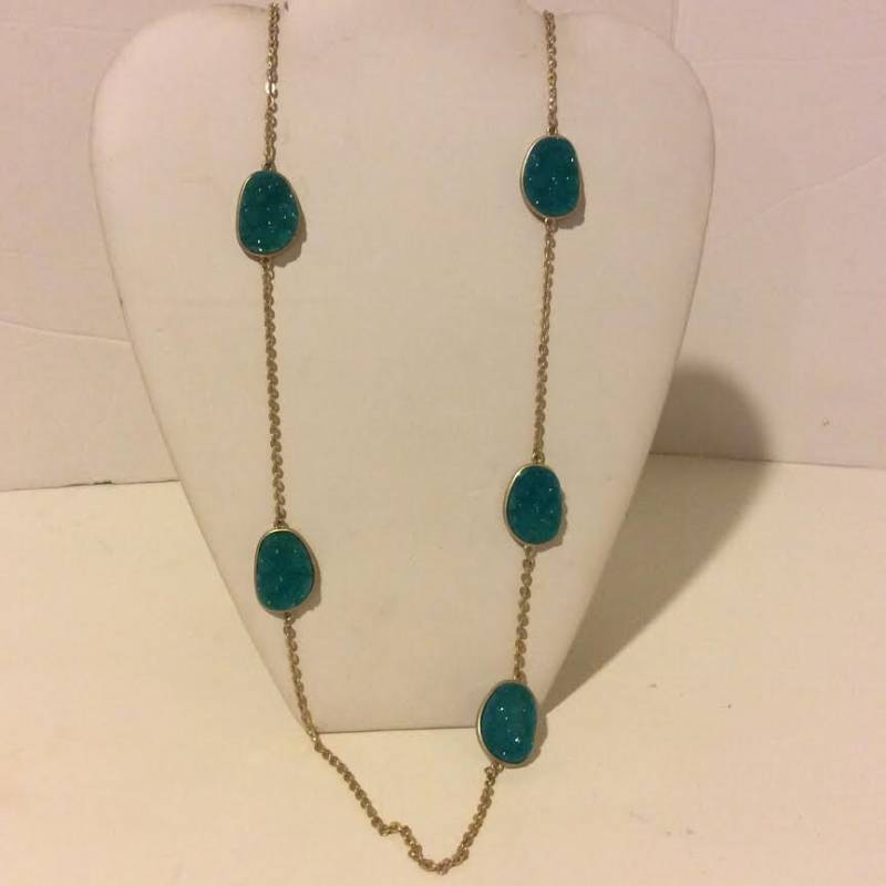 Lange Blaue Und Goldene Faux Druzy Klobige Anweisung Halskette Lange Blaue Und Goldene Faux Druzy Klobige Anweisung Halskette von EmeliaHart