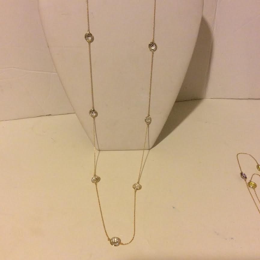 Lange Zart Gold Über Sterling Silber Klaren Facettierten Stein Kette Halskette Beschichtet von EmeliaHart