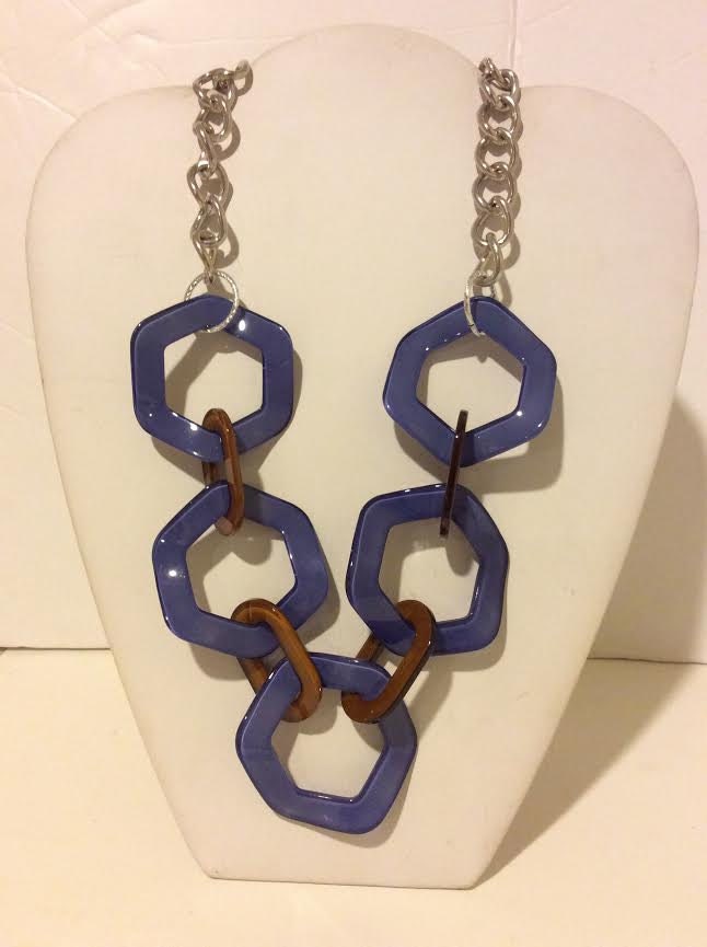 Lila Und Braun Kurze Klobige Harz Verbindung Halskette von EmeliaHart