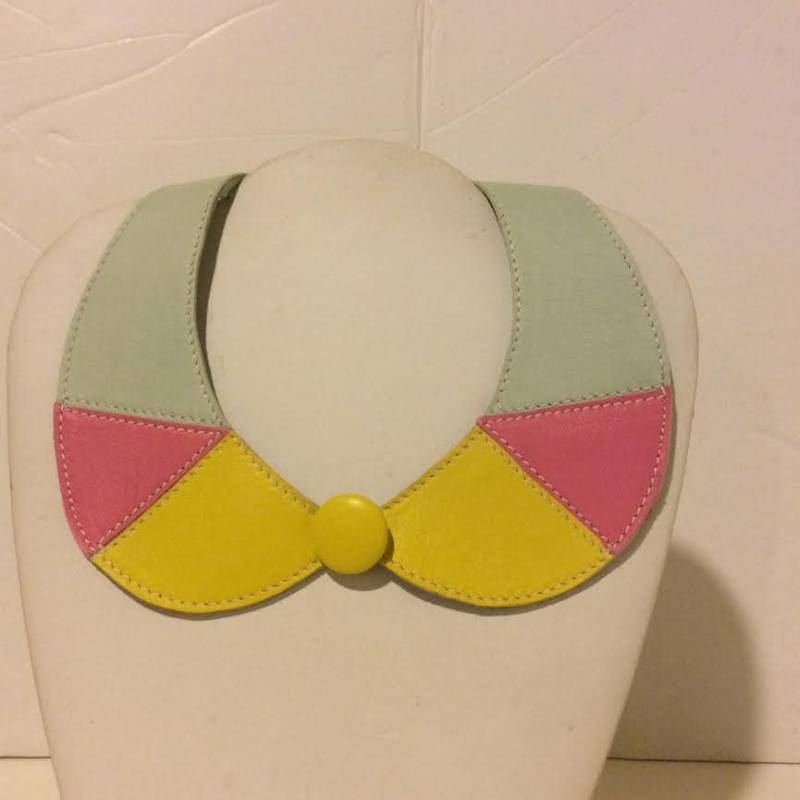 Minze Rosa Gelb Weichem Leder Halsband Halskette Minze Rosa Gelb Weichem Leder Halsband Halskette von EmeliaHart