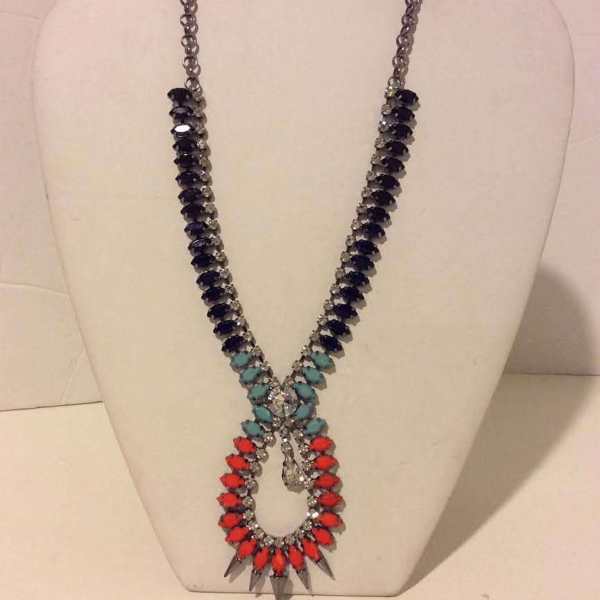 Orange Blau Schwarz Art-Deco-Anweisung-Kette von EmeliaHart