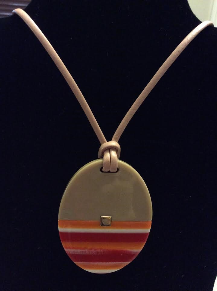 Orange Und Braun Große Harz Einstellbare Anhänger Halskette von EmeliaHart