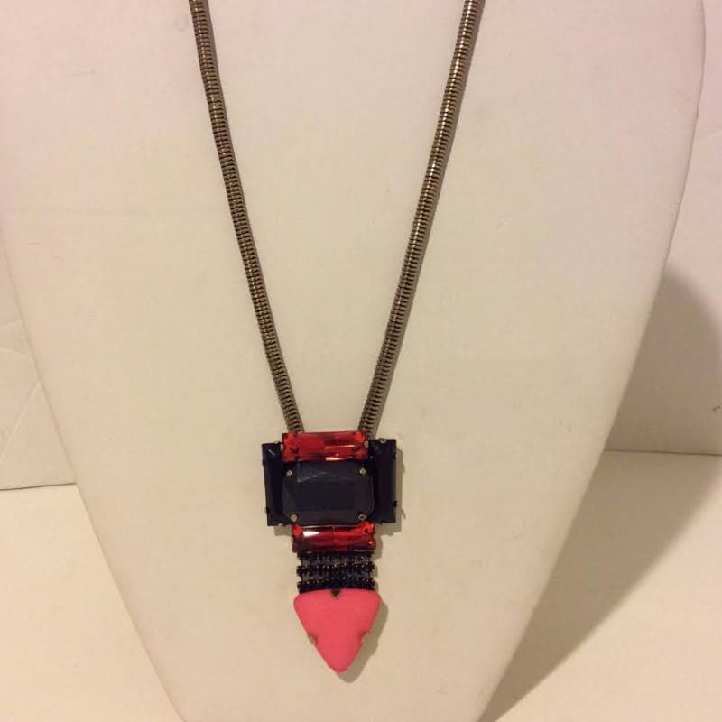 Rosa Art Deco Bronze Anhänger Halskette von EmeliaHart