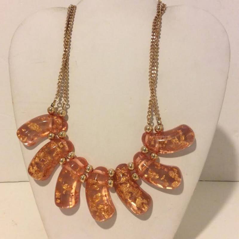 Rosa Und Gold Harz Besonders Klobige Anweisung Halskette von EmeliaHart