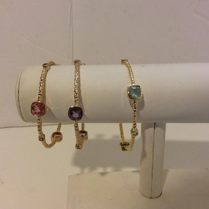 Satz Von 3 Großen Quadrat Blau Lila Rosa Gold Farbigen Armreifen Armbänder von EmeliaHart