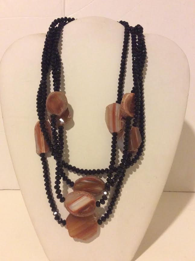 Schwarzer Onyx Und Orange Achat Gestaffelte Klobige Halskette Schwarzer Onyx Und Orange Achat Gestaffelte Klobige Halskette von EmeliaHart