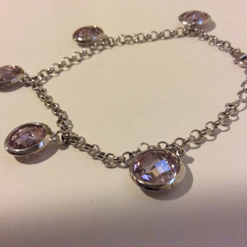 Sterling Silber Lavendel Klaren Facettierte Stein Fallen Armband Sterling Silber Lavendel Klaren Facettierte Stein Fallen Armband von EmeliaHart