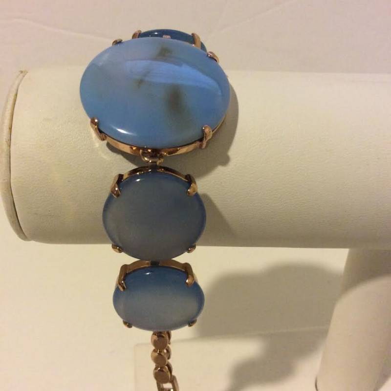 Weiche Marmoriert Blau Und Gold Kreis Armband von EmeliaHart