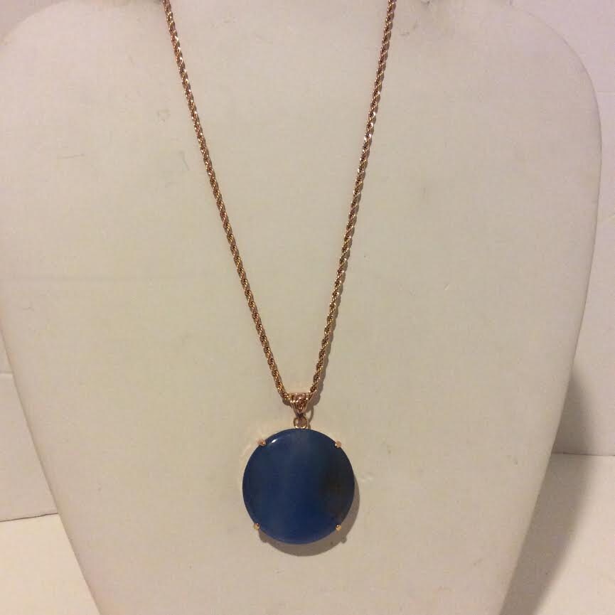 Weiche Marmoriert Blau Und Gold Kreis Elegante Anhänger Halskette von EmeliaHart