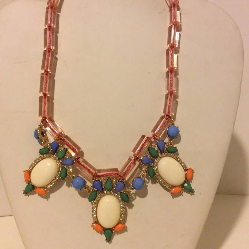 Weiß Rosa Multi Art-Deco-Anweisung Kette von EmeliaHart