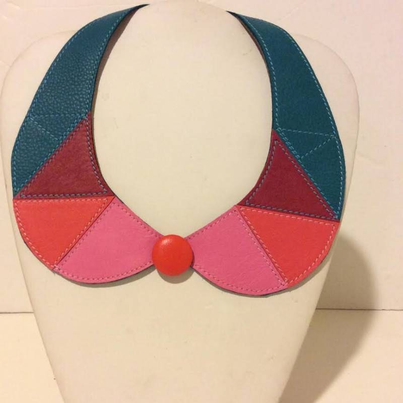 Wunderschöne Rosa Rot Blau Leder Halsband Halskette von EmeliaHart