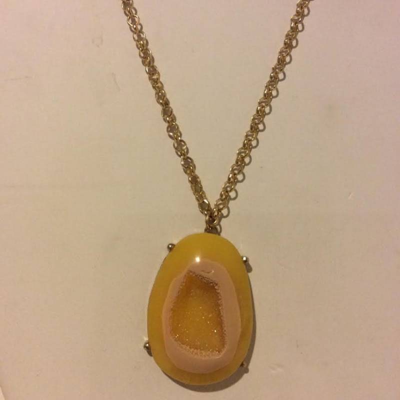 Zitronengelb Und Gold Faux Druzy Lange Klobige Halskette von EmeliaHart