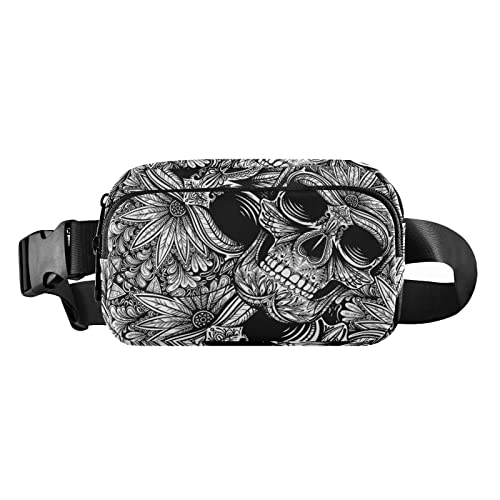 Feuer-Totenkopf-Gitarren-Bauchtasche für Damen und Herren, Gürteltasche, Umhängetasche, wasserdicht, überall, Geldbörse, modische Schultertasche für Laufen, Wandern, Workout, Wandern, Reisen, Farbe 12 von Emelivor