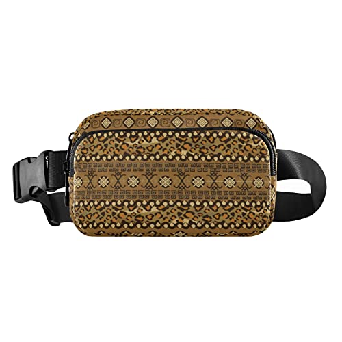 Roségoldene Leoparden-Bauchtasche für Damen und Herren, Gürteltasche, Crossbody-Hüfttasche, wasserdicht, überall, modische Schultertasche für Laufen, Wandern, Reisen, Ethno-Stil von Emelivor