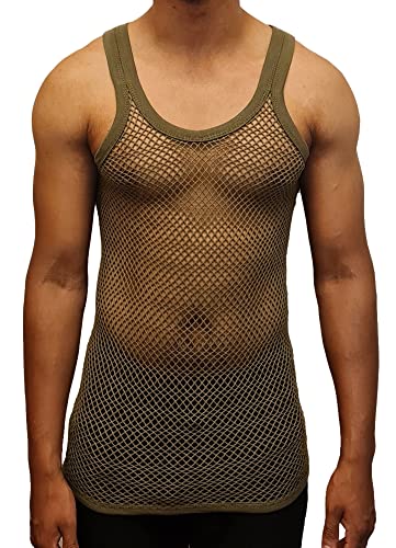 Ementu Herren Premium 100% Baumwolle tailliertes String-Unterhemd Netz-Tanktop von Ementu