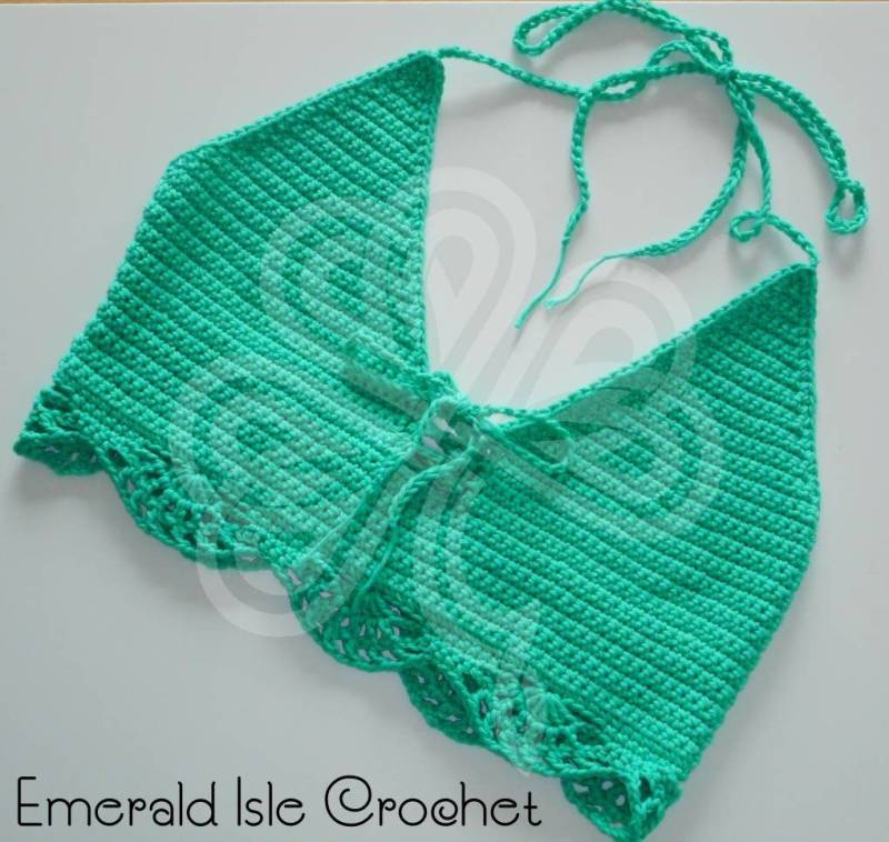 Handgemachte Häkeln Hell Grün Neckholder Bralette Crop Top - Große | 38" Bis 40" Büste Muster Von Mermaidcatdesigns von EmeraldIsleCrochet