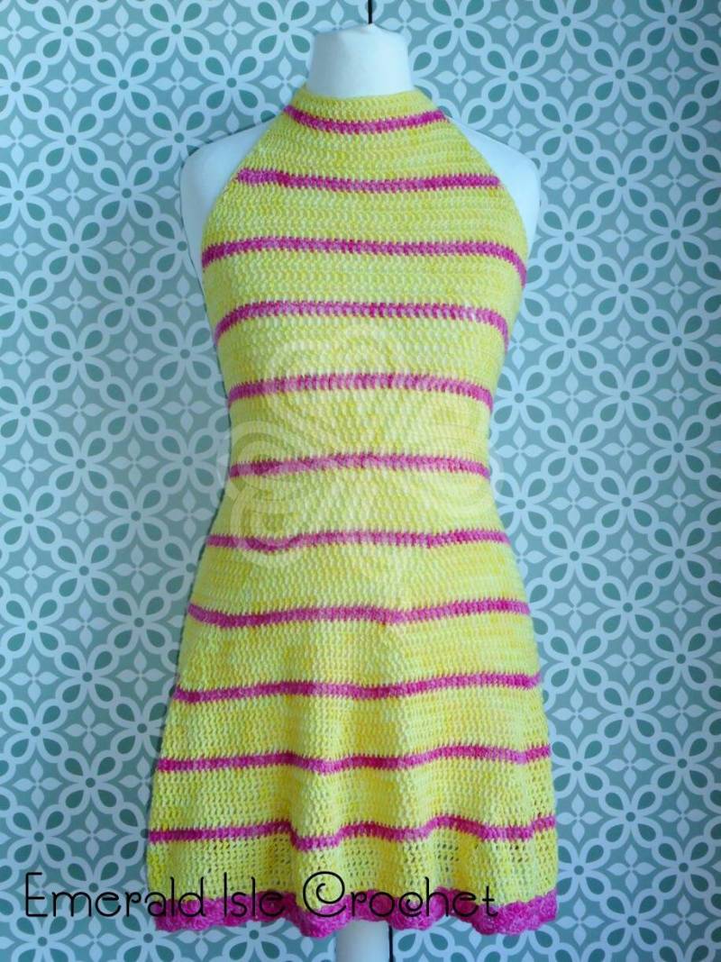 Handgemachte Häkeln Neon Gelb & Rosa Streifen Neckholder Sonnenkleid - Klein | 30" Bis 32" Büste Muster Von Mermaidcatdesigns Handgemachte Häkeln Neon Gelb & Rosa Streifen Neckholder Sonnenkleid - Klein | 30" Bis 32" Büste Muster Von Mermaidcatdesigns von EmeraldIsleCrochet