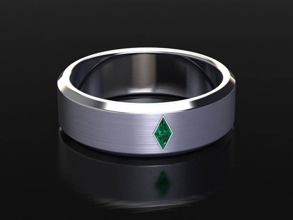 Smaragd Ehering, Herren 6, 5mm Band, Gebürstet Finish, Unisex Weißgold Ring von EmeraldJewelStudio