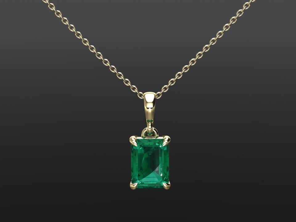 Smaragd Halskette, Solitär Anhänger, Massive Gold Mai Geburtsstein, Jahrestag Schmuck Smaragd Halskette, Solitär Anhänger, Massive Gold Mai Geburtsstein, Jahrestag Schmuck von EmeraldJewelStudio