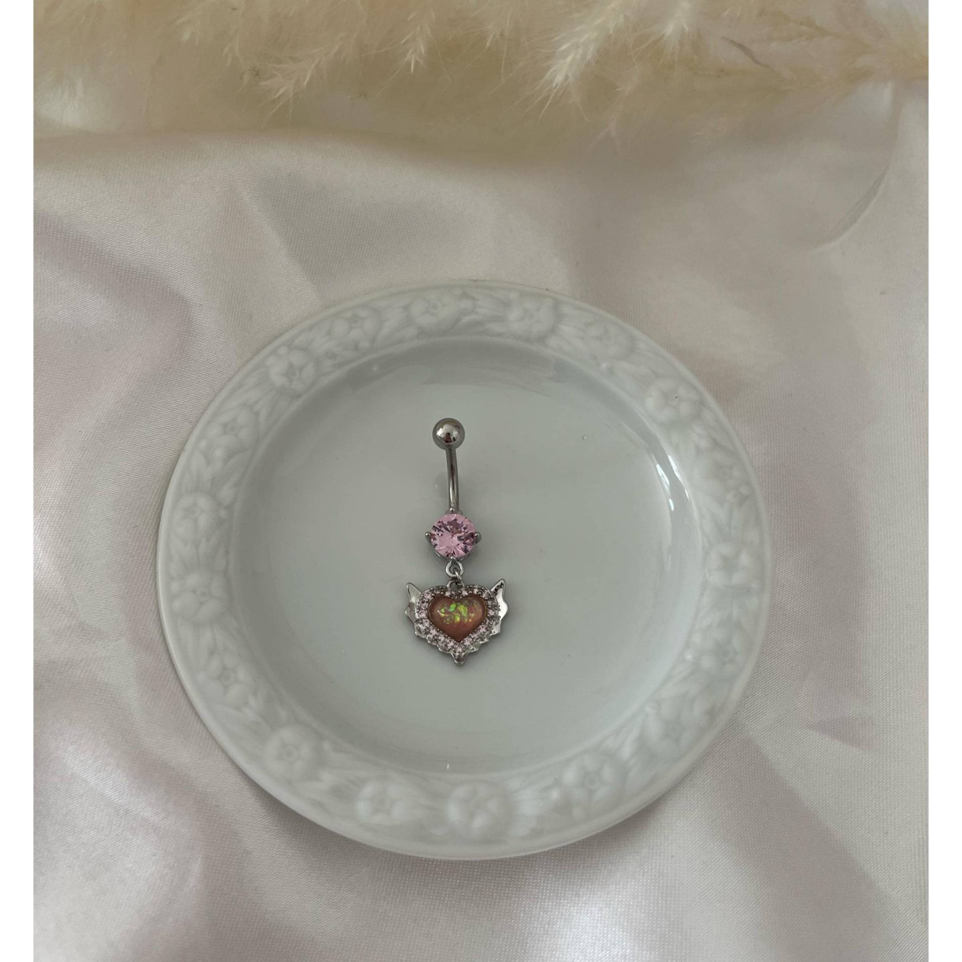 Glitzer Herz Bauchnabelpiercing, Y2K Bellybutton, Bauchnabel Ring, Bauchnabelpiercing von EmeraldSeasDE