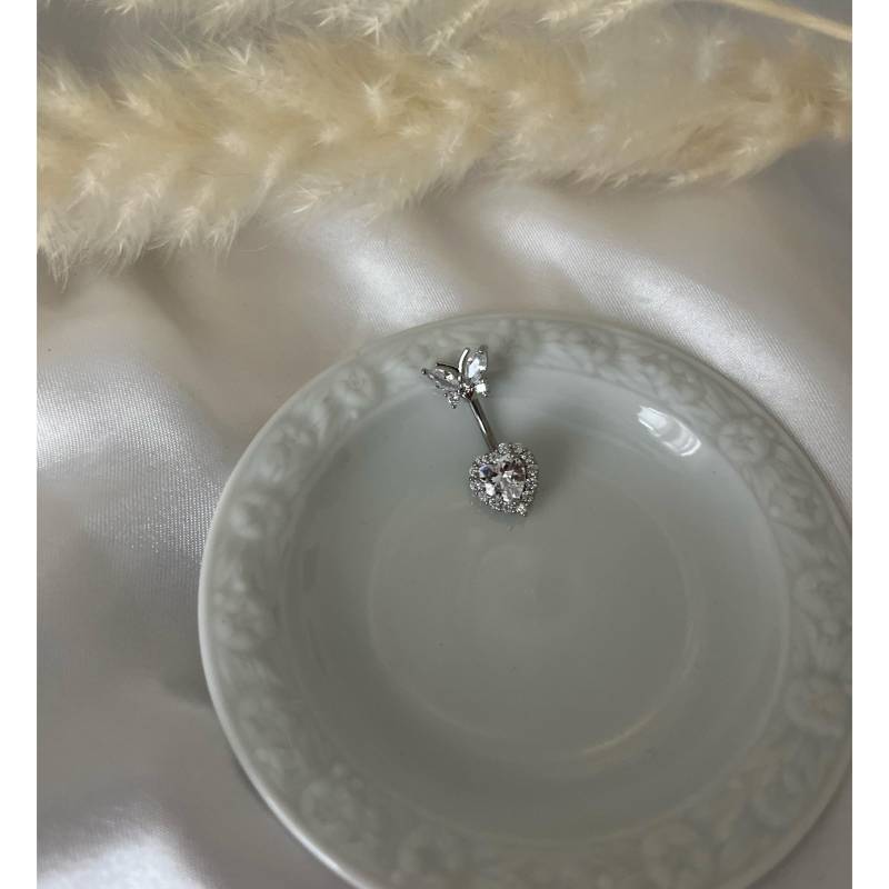 Schmetterling Bauchnabelpiercing, Silberner Y2K Bellybutton, Bauchnabel, Glitzer Bauchnabelpiercing von EmeraldSeasDE