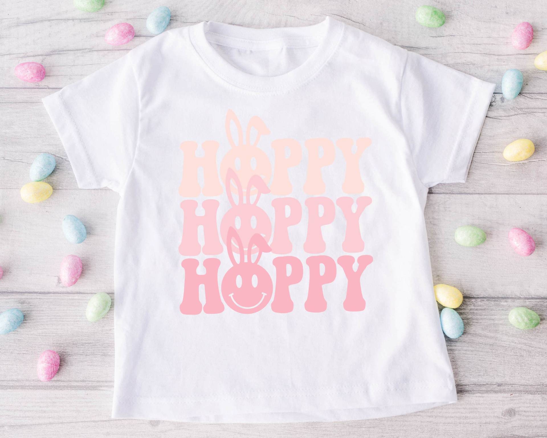 Dont Worry Be Hoppy Shirt, Retro Oster Shirt Kleinkind, Osterhase Ostern Party Tshirt, Junge Mädchen Ostershirt von EmeraldandJadeCo