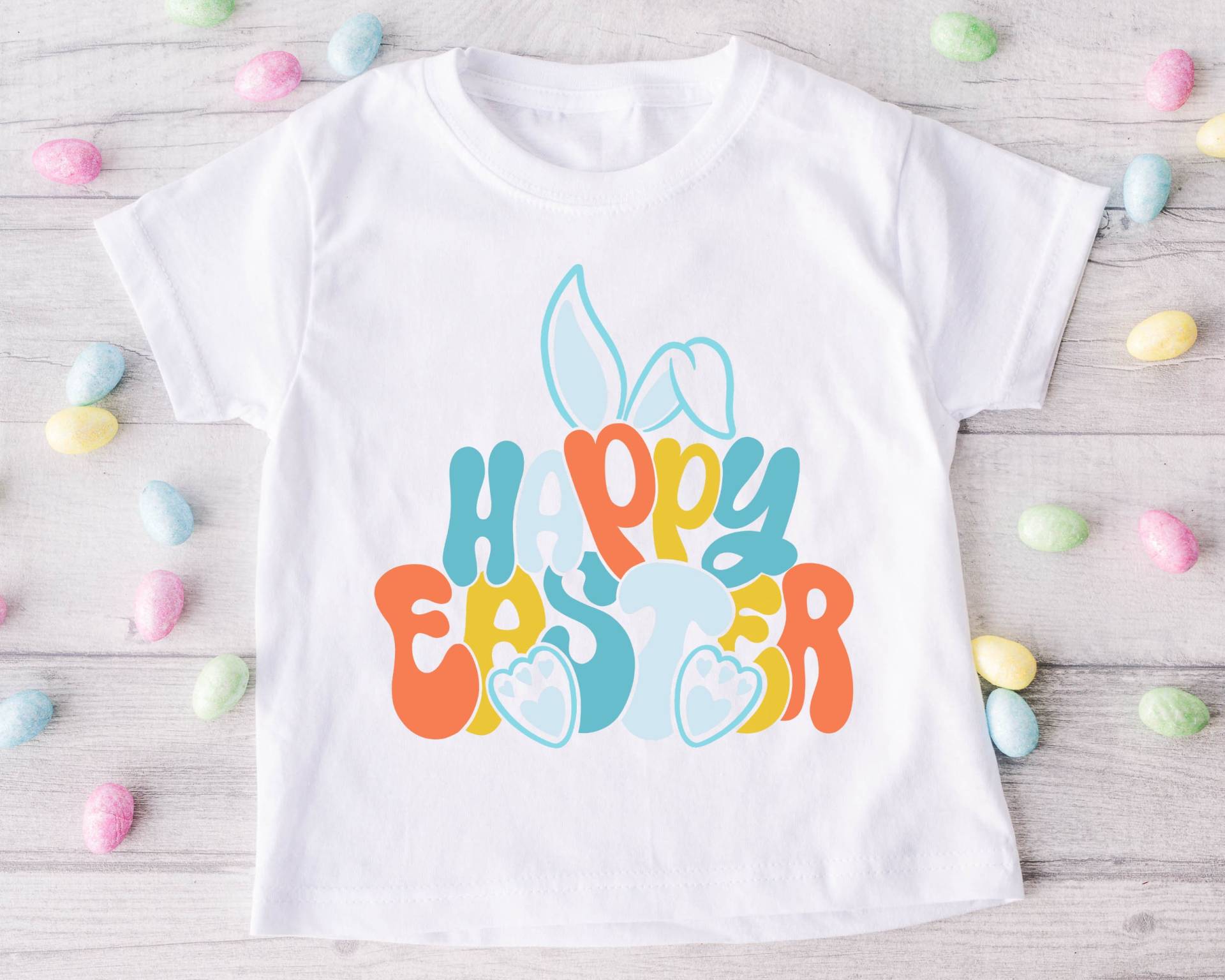 Hoppy Ostern Kinder Shirt, Retro Oster Shirt Kleinkind, Osterhase Party Tshirt, Junge Mädchen Ostershirt von EmeraldandJadeCo