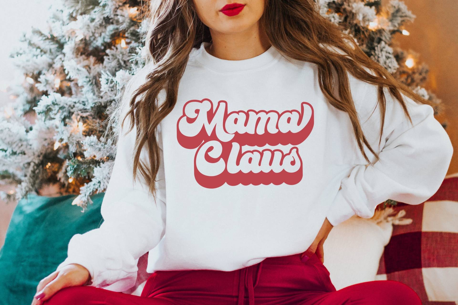 Mama Claus Sweatshirt, Weihnachten Retro Retro, Geschenk Für von EmeraldandJadeCo