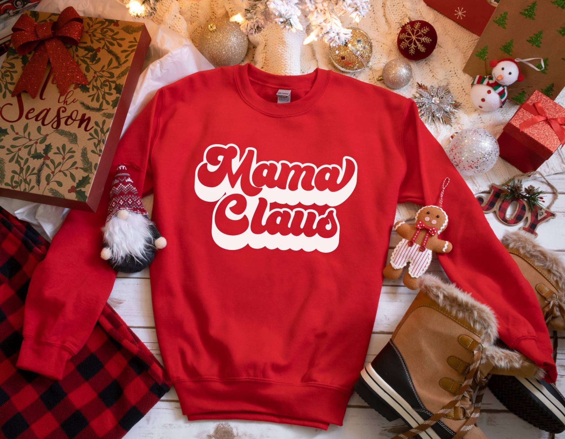 Mama Claus Sweatshirt, Weihnachten Retro Retro, Geschenk Für von EmeraldandJadeCo