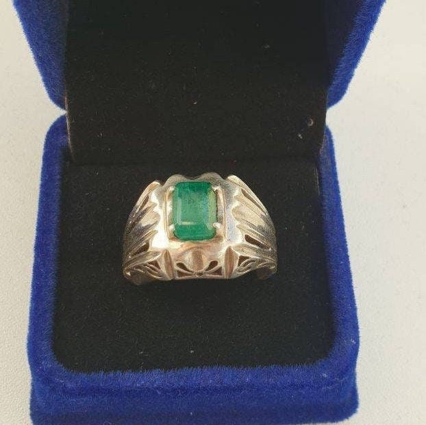 Smaragd | Zambia Silberring Handarbeit/Emerald Silver Ring Handmade Bague En Argent Émeraude Faite À La Main von EmeraldsAndTurquoise