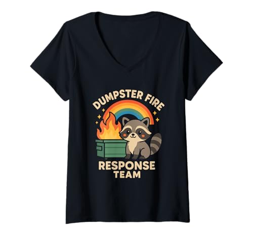 Damen Dumpster Fire Response Team Lustiges Meme Kawaii Waschbär T-Shirt mit V-Ausschnitt Damen Dumpster Fire Response Team Lustiges Meme Kawaii Waschbär T-Shirt mit V-Ausschnitt von Emergency Chaos Raccoon Rescue Squad
