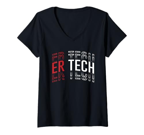 Damen Lustiger Notdienst Tech Notaufnahme Tech Er Tech T-Shirt mit V-Ausschnitt Damen Lustiger Notdienst Tech Notaufnahme Tech Er Tech T-Shirt mit V-Ausschnitt von Emergency Department Tech Emergency ER Tech