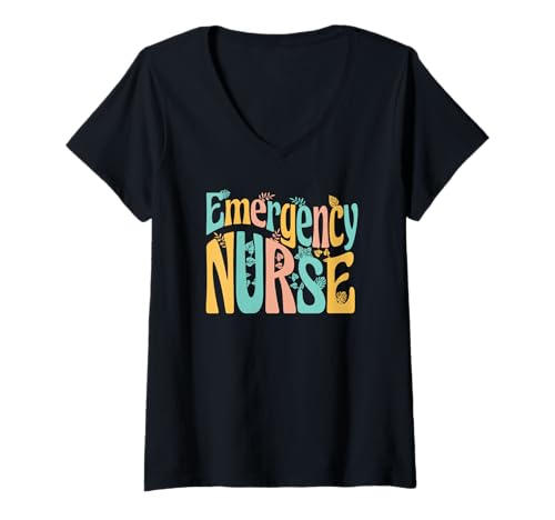 Damen Notfallkrankenschwester T-Shirt mit V-Ausschnitt Damen Notfallkrankenschwester T-Shirt mit V-Ausschnitt von Emergency Nurse