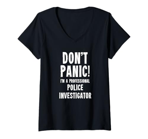 Damen Polizei-Ermittler T-Shirt mit V-Ausschnitt von Emergency Services Staff Gifts & T-Shirts