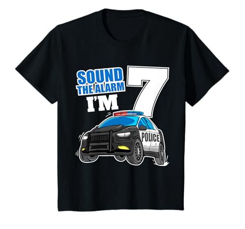 Kinder Police Car 7th Birthday Boy 7 Cop Police Officer Seven T-Shirt von Emergency Vehicle Designs