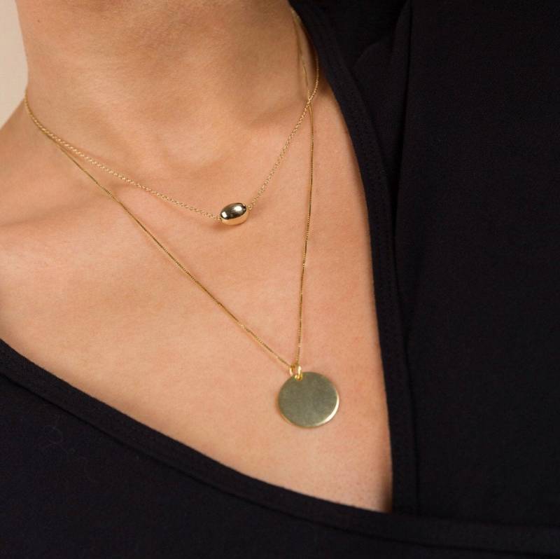 Gold Perlen Kette - Zierliche Kugel Minimalist Layering von EmeryStudioJewelry