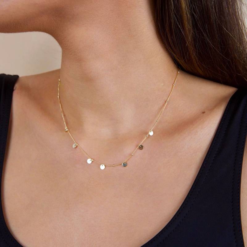 Winzige Münze Halskette - 18K Gold Münzkette Zierliche Minimal Mini Münzen Plättchen von EmeryStudioJewelry