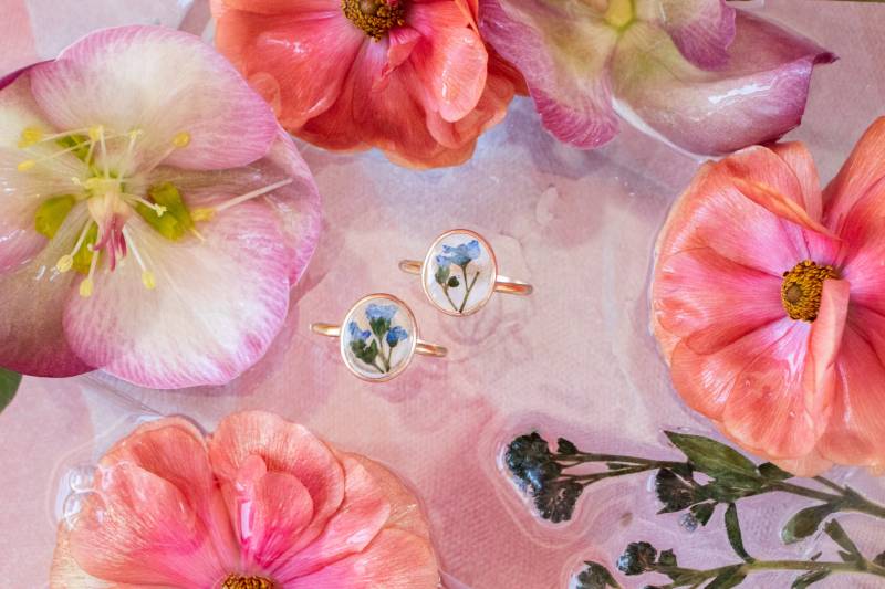 Vergissmeinnicht Ring | Blumen Cottagecore 14K Gold Filled Erinnerungsgeschenk Geschenk Für Mama Echte Blume von EmeryandOpal