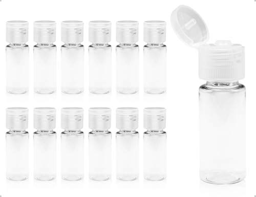 Emezddo 12 Stück Reiseflaschen zum Befüllen,Leere Transparent Reisebehälter,Plastikflasche mit Flip Cap,verwendet für Shampoo,Duschgel,Lotion,Make Up Entferner von Emezddo
