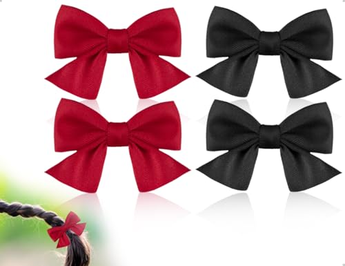 Emezddo 2 Paar Schleifen-Haarspangen,Rutschfeste Mode Mädchen Krokodil-Haarschleifen,verwendet für Frauen Hochzeit Geburtstag Alltag Party Feier(Rot und Schwarz) von Emezddo