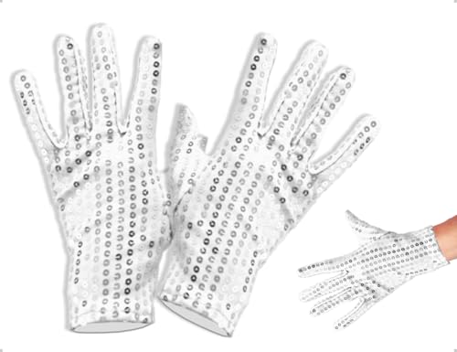 Emezddo Pailletten Handschuhe,Modisch Glitzer Punk-Konzerthandschuhe,Kostüm Party Accessoires,verwendet für Damen Erwachsene Performance Tanz Rollenspiel(Silber) von Emezddo