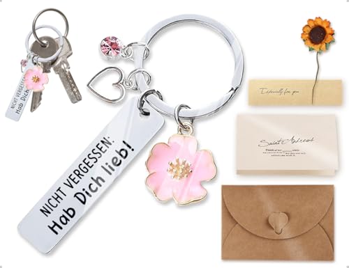 Emezddo Schlüsselanhänger,Nicht Vergessen Hab Dich lieb Schlüsselanhänger mit Gravur,verwendet für Freundin Mama Schwester Kollegin Ehefrau Tante(Silber) von Emezddo