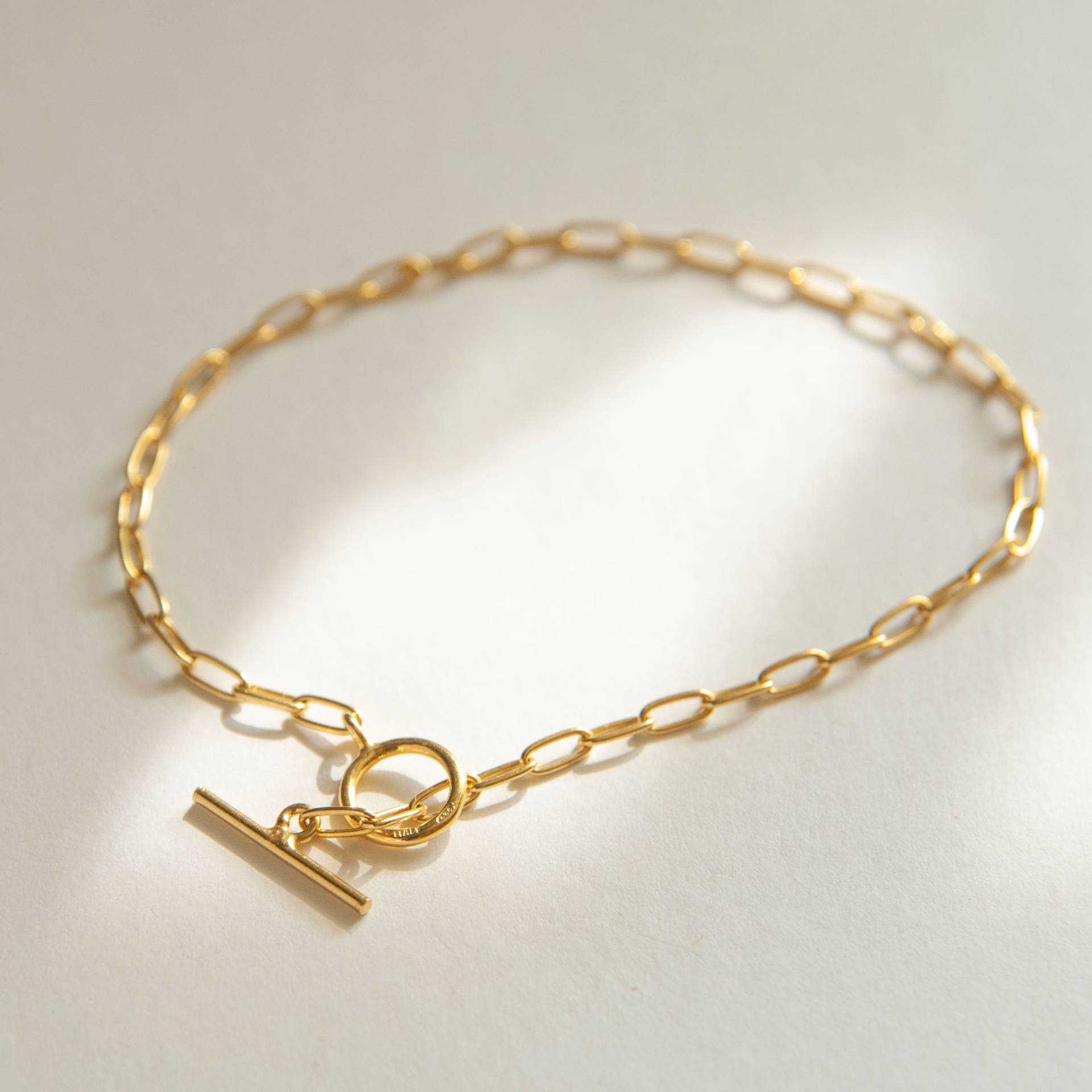 Gold Toggle Armband, Mini Papierclip Lange Glieder Armband Gold Toggle Armband, Mini Papierclip Lange Glieder Armband von EmiJoCo