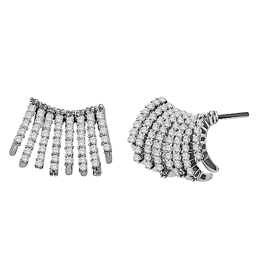 Emibele Ohrringe Damen, Geometrische Ohrringe, Trendige Damenohrringe mit Zirkonia & 925 Sterling Silber Nadel, 14 Karat Vergoldeter Schmuck, Schmuck Damen für Party, Silber von Emibele